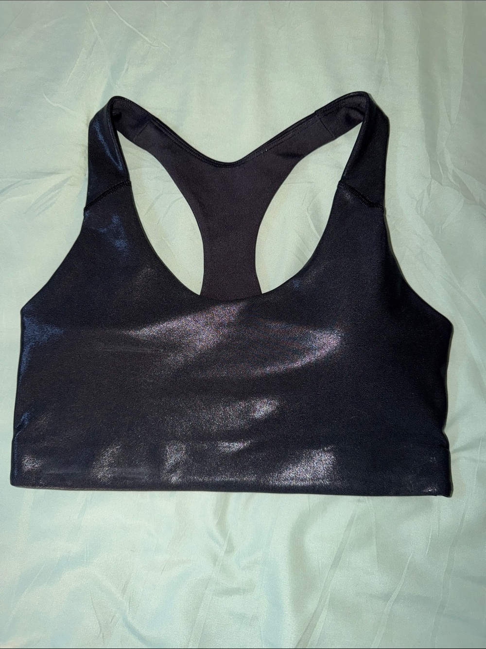 Old Navy Black Shiny Racerback Sports Bra